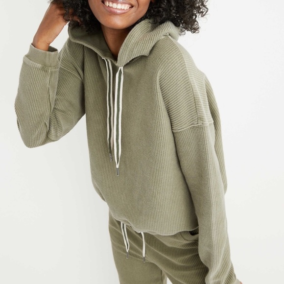 aerie Tops - Aerie New Love Olive Ribbed Sweatshirt Hoodie